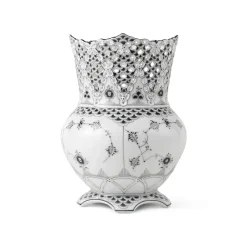 Sort Musselmalet Helblonde vase, 22 cm