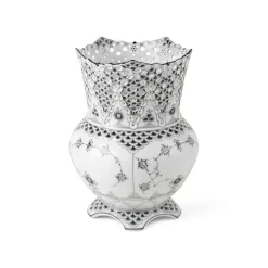 Sort Musselmalet Helblonde vase, 22 cm