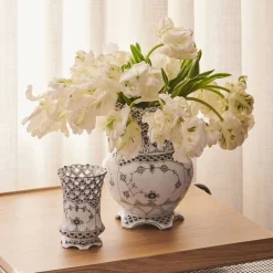 Sort Musselmalet Helblonde vase, 22 cm