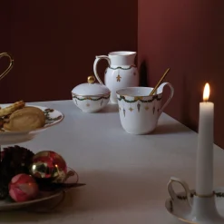 Stjerne Riflet Jul sukkerskål med låg, 15 cl